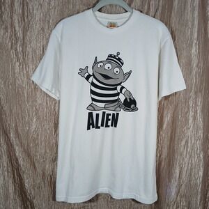VTG T-Shirt Disney Pixar Toy Story ALIEN Adult Small White Graphic Tee Cotton SS
